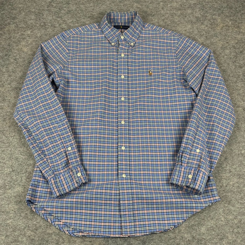 Ralph Lauren Button Down Shirt Long Sleeve Plaid Cotton Mens Medium M